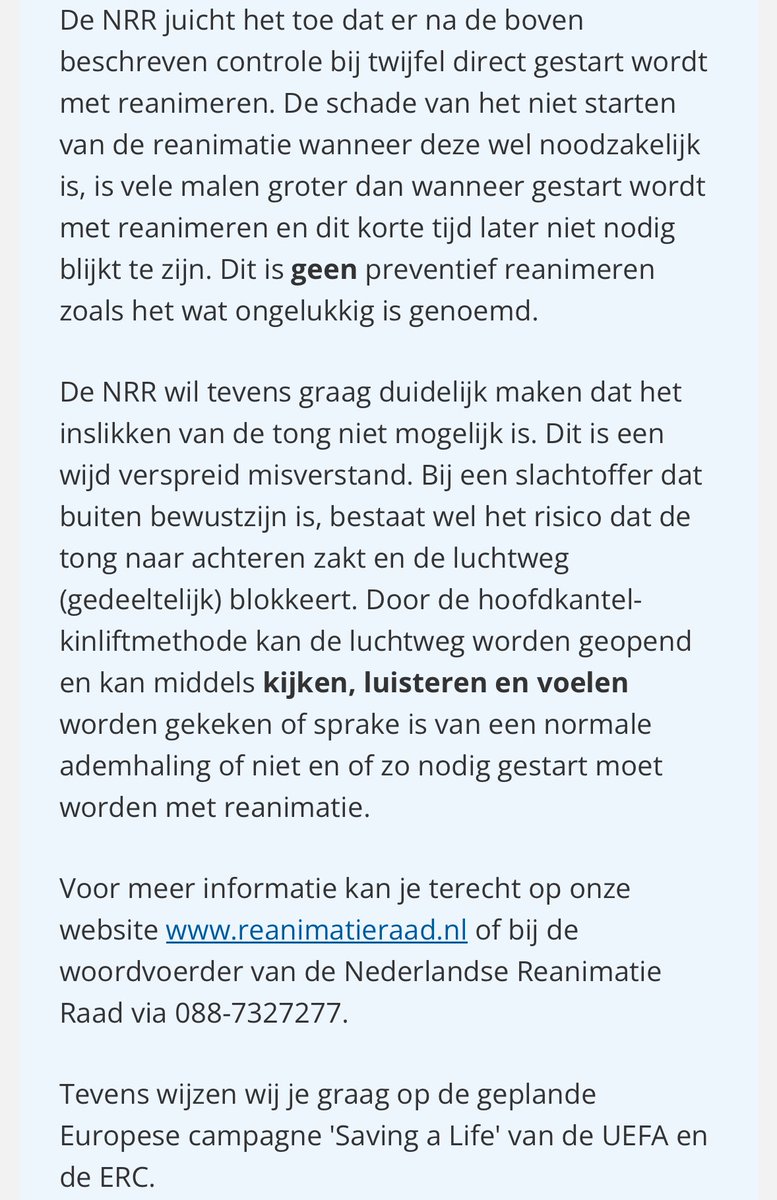 Stef_Hordijk's tweet image. De Nederlandse Reanimatie Raad heeft zojuist een extra nieuwsbrief verstuurd I.v.m. het incident afgelopen weekend. reanimatieraad.nl/nieuws/protoco…

Graag retweeten/reposten om misinformatie tegen te gaan. ⚡️❤️