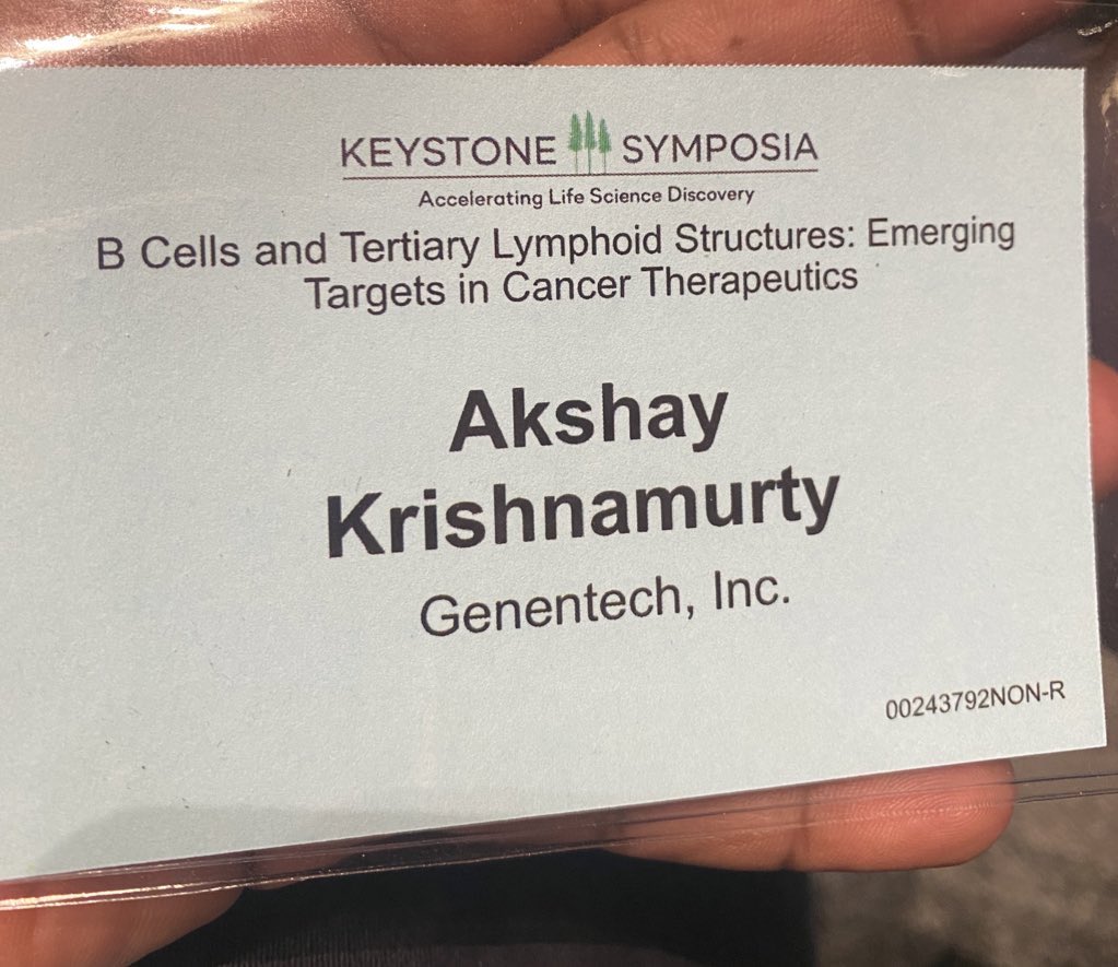 Akshay Krishnamurty (@akshayk25) on Twitter photo Excited to be at this <a href="/KeystoneSymp/">Keystone Symposia</a>! Should be some very cool science! #tls #bcells Excited to be at this <a href="/KeystoneSymp/">Keystone Symposia</a>! Should be some very cool science! #tls #bcells