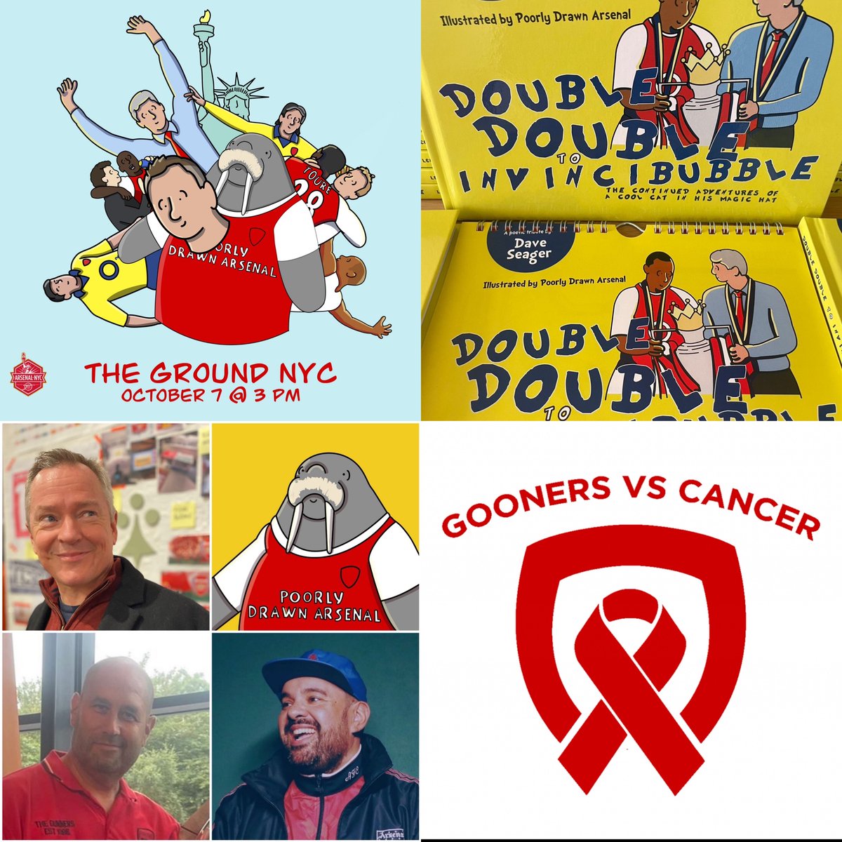 GoonersVCancer's tweet photo. #GoonersvCancer is going to be in NYC w/@goonerdave66 @cantdrawarsenal &amp; @NotAlexis
giving away prizes &amp; having a great time with the #FromDoubleDoubleToInvincibubble book release party! 

Go to https://t.co/zHp7LrXqYa &amp; https://t.co/M6PIpquKYn to learn more &amp; win great prizes! https://t.co/7RkWtsQxyR