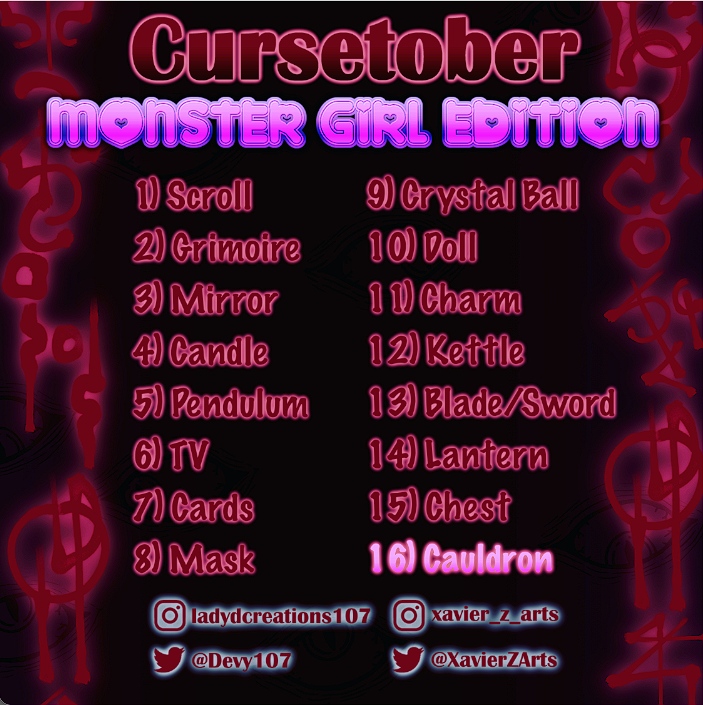 Good Morning Peachlings! 🍑👻
Cursetober is here and it's in full swing.
 Of course the more you participate the more you'll be entered into a raffle. Just make sure to tag us and use the #cursetober2023

#inktober #xaviernladydcreationraffle #digitalartist #artist #art #artwork