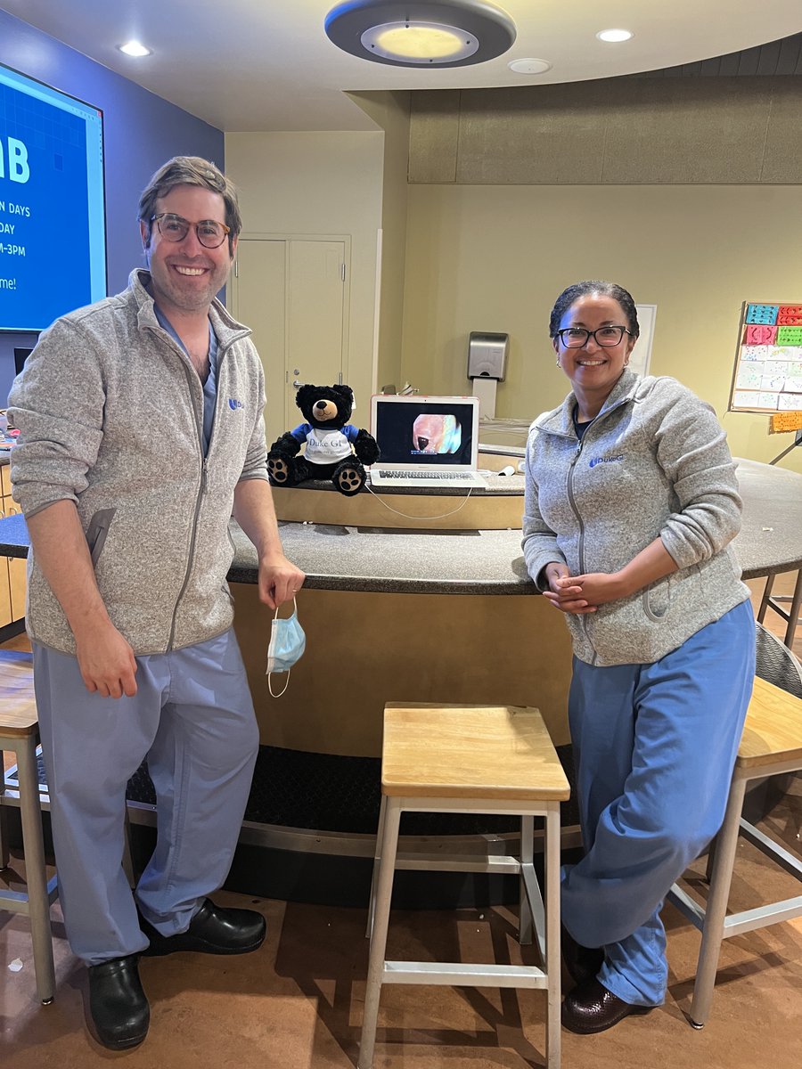 This was a nice change of scenery for @David_LeimanMD and Dr. Karen Chachu during @lifeandscience community day where they worked with children on the Science of Burps, and helped with the Teddy Bear Hospital program with @Duke_Childrens and @duke_gi_ Dr. Nancy McGreal.