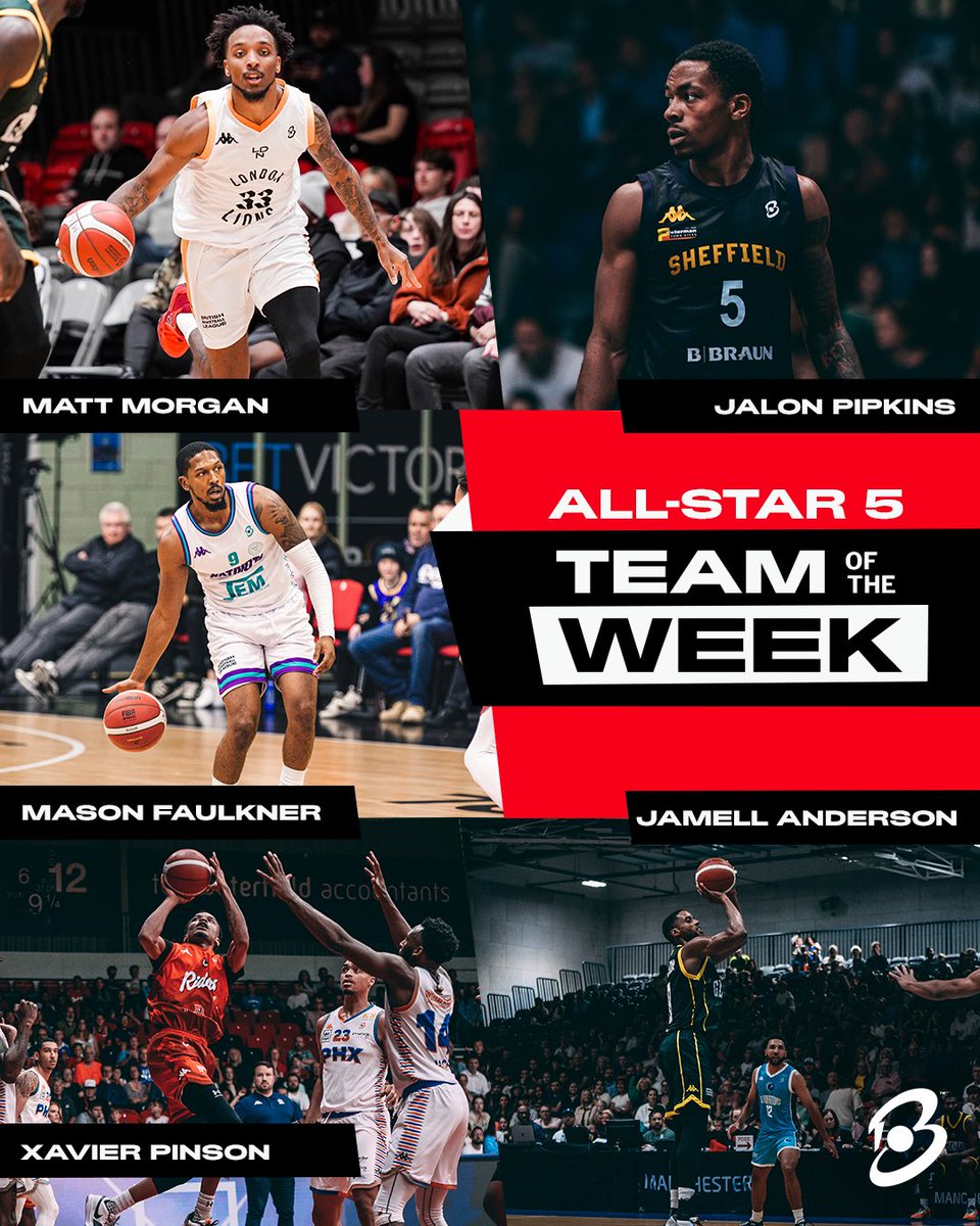 britishbasketm's tweet photo. It’s All-Star Five time! We had some 🔥 performances this weekend and these five brought some of the best! 

Congratulations to @TheRealMM10, @JalonPipkins, Mason Faulkner, @xpin4 and @jamell on their selections.

#UNBEATABLE #BritishBasketballLeague https://t.co/QBjm4yiiyW