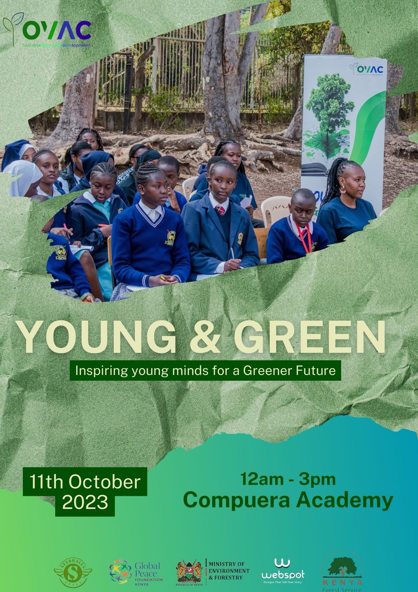 OVACAfrica's tweet photo. Join us on October 11, 2023, from 12:00 PM to 3:00 PM at Compuera Academy for an event that promises to be both youthful and eco-friendly!
Theme: Inspiring Young Minds for a Greener Future 
Let's come together to ignite the passion for environmental sustainability in our future https://t.co/IZhPW51Dhh
