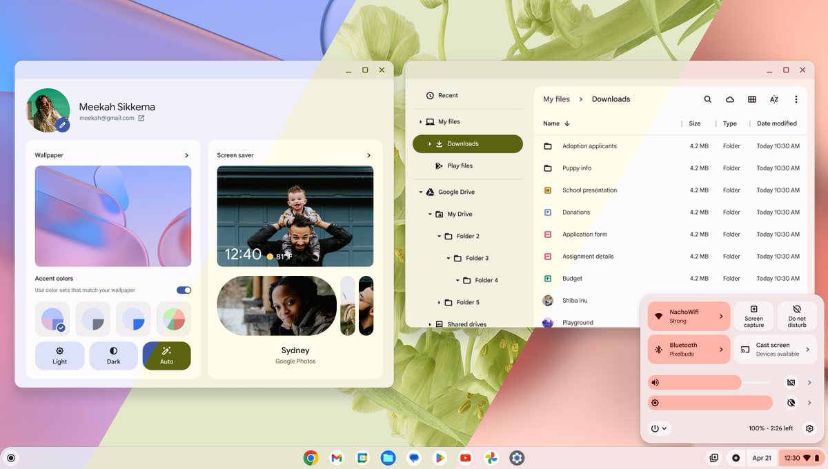 KounterB's tweet image. Today is a big day for us at ChromeOS. Chromebook Plus has been announced and with it the first implementation of Material You theming in ChromeOS. 
blog.google/products/chrom…