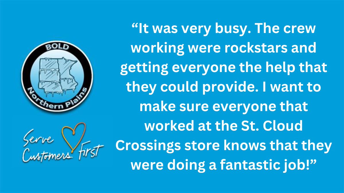 BOLD Northern Plains! Happy Serve Customers First Week! Check out what a customer had to say about our Rockstar Crew at St Cloud Crossroads! 🙌 

#BOLDNorthernPlains #GoWest #SCFW2023 #LifeAtATT