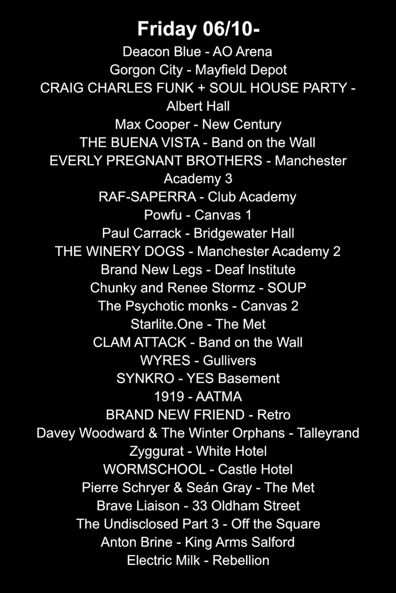 ManchesterGigss's tweet photo. Busy week in town! https://t.co/r4tFyLQWaI
