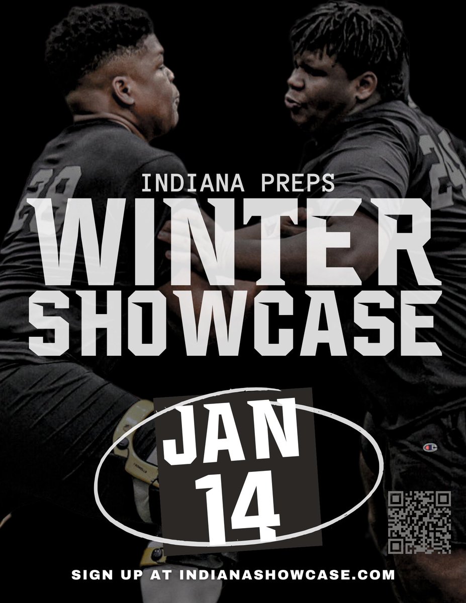 The BIGGEST football showcase returns! 11th Annual Indiana Winter Showcase January 14, 2023 | Indianapolis, IN MS & HS Sessions Best in the Country Competing! Learn more at IndianaShowcase.com