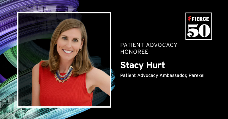 Parexel's tweet photo. Congratulations @stacy_hurt for being named a 2023 #Fierce50 honoree — spotlighting trailblazers who have pioneered groundbreaking therapies, overhauled patient care models and spearheaded innovative approaches to address the most pressing challenges in biopharma and healthcare.