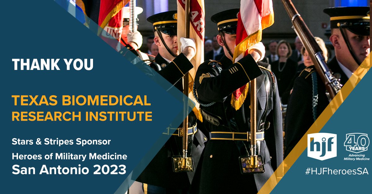 HJFMilMed's tweet photo. Texas Biomedical Research Institute’s generous support of the Heroes of Military Medicine San Antonio Awards dinner. #HJFheroesSA #WeAreHJF #milmed https://t.co/owT0wPq6bX