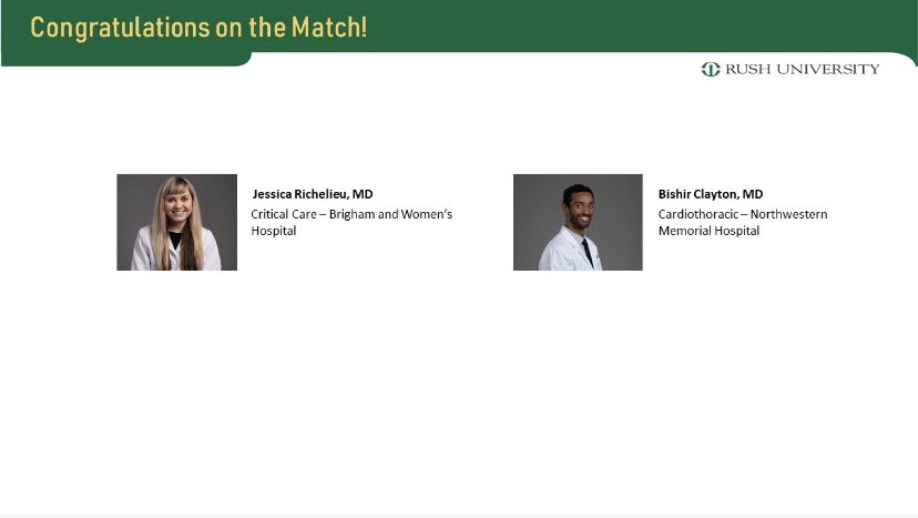 Congratulations to our CA3 residents who matched into fellowship last week!! 🥳🎊 We are incredibly proud of all of you! 

#rushexcellence #matchday #fellowshipmatch2023
#rushanesthesiaresidency #anesthesiologist #anesthesia #rushmedicalcenter