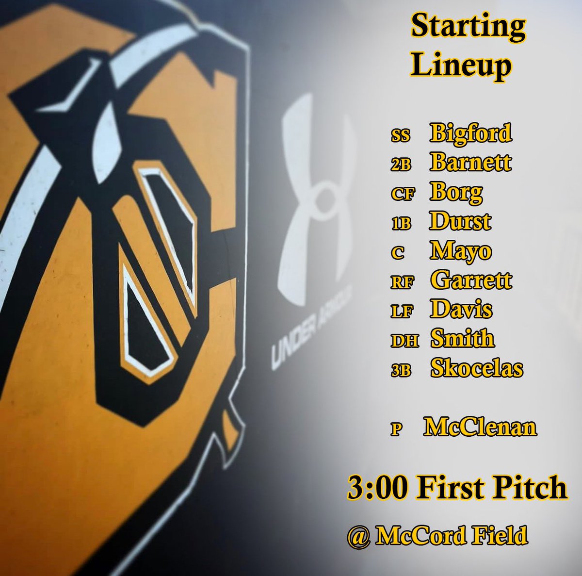 CUaggiesbsb's tweet photo. Starting lineups for Game 1 of the Black and Gold series are in! C U at McCord! 3:00 start #BackTheAxe ⛏️⛏️⛏️ https://t.co/iisz8I2OXq