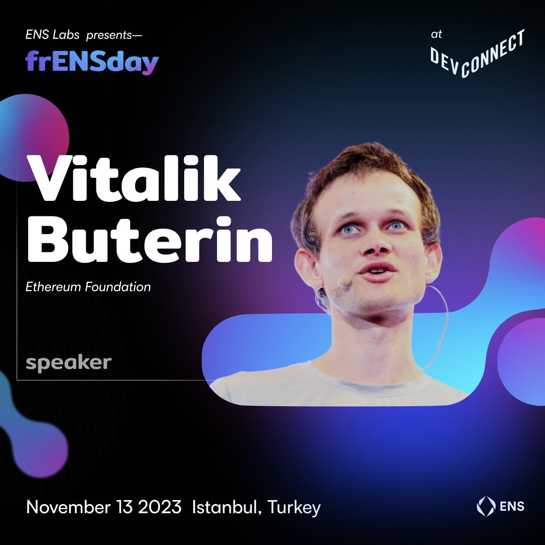Gm frens! ☀️

We’re thrilled to announce our first guest speaker at frENSday… 🥁

The one and only <a href="/VitalikButerin/">vitalik.eth</a>! 🎊
