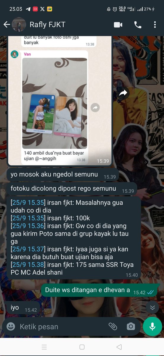 Trus Aku di chat sama temen sendiri, katanya dia, fotonya dipake untuk penipuan pembelian PC OFC Marsha morning call+Lulu Summer tour