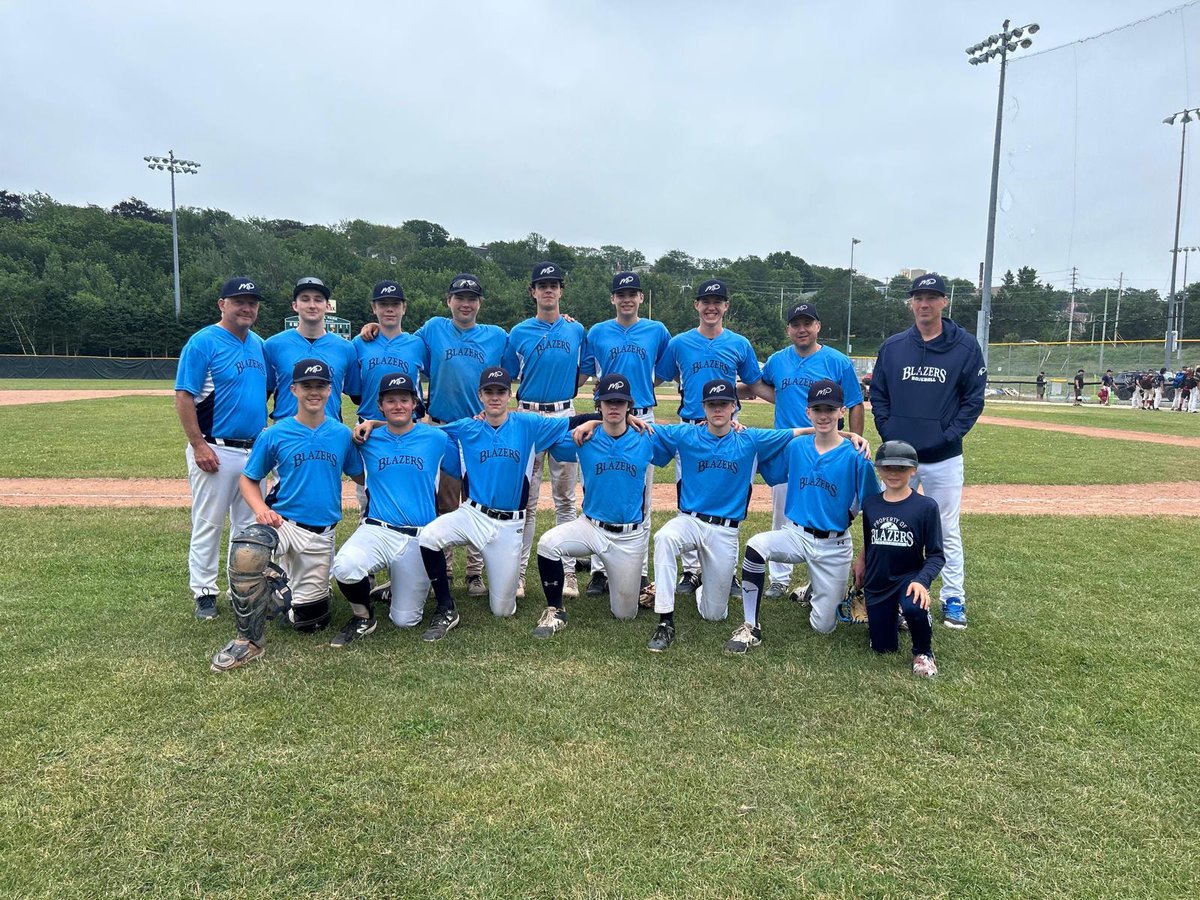 MattBramwell3's tweet photo. Mp Blazers U18 wrap up their season as league champs with a walk off extra inning win. Big shout out to our graduating players and exceptional young men who played their final game of minor baseball.
Ryan Sheeves, Colin Martin, Brayden Mole and Parker Tipple Congratulations boys https://t.co/t9ukbIELEz