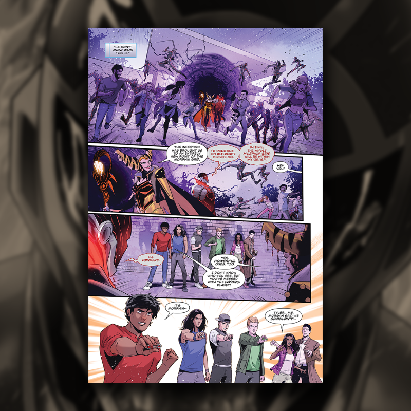 boomstudios's tweet photo. The number of corrupted @PowerRangers keeps increasing in DARKEST HOUR! Here's your first look at MIGHTY MORPHIN POWER RANGERS #113 from writer @misty_flores, artist Simona Di Gianfelice, colorist Raúl Angulo, and letterer @eDukeDW. In comic shops October 25th! 

DIC: AUG230023