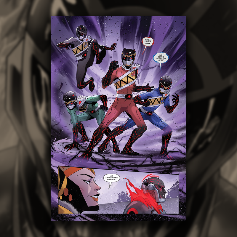 boomstudios's tweet photo. The number of corrupted @PowerRangers keeps increasing in DARKEST HOUR! Here's your first look at MIGHTY MORPHIN POWER RANGERS #113 from writer @misty_flores, artist Simona Di Gianfelice, colorist Raúl Angulo, and letterer @eDukeDW. In comic shops October 25th! 

DIC: AUG230023