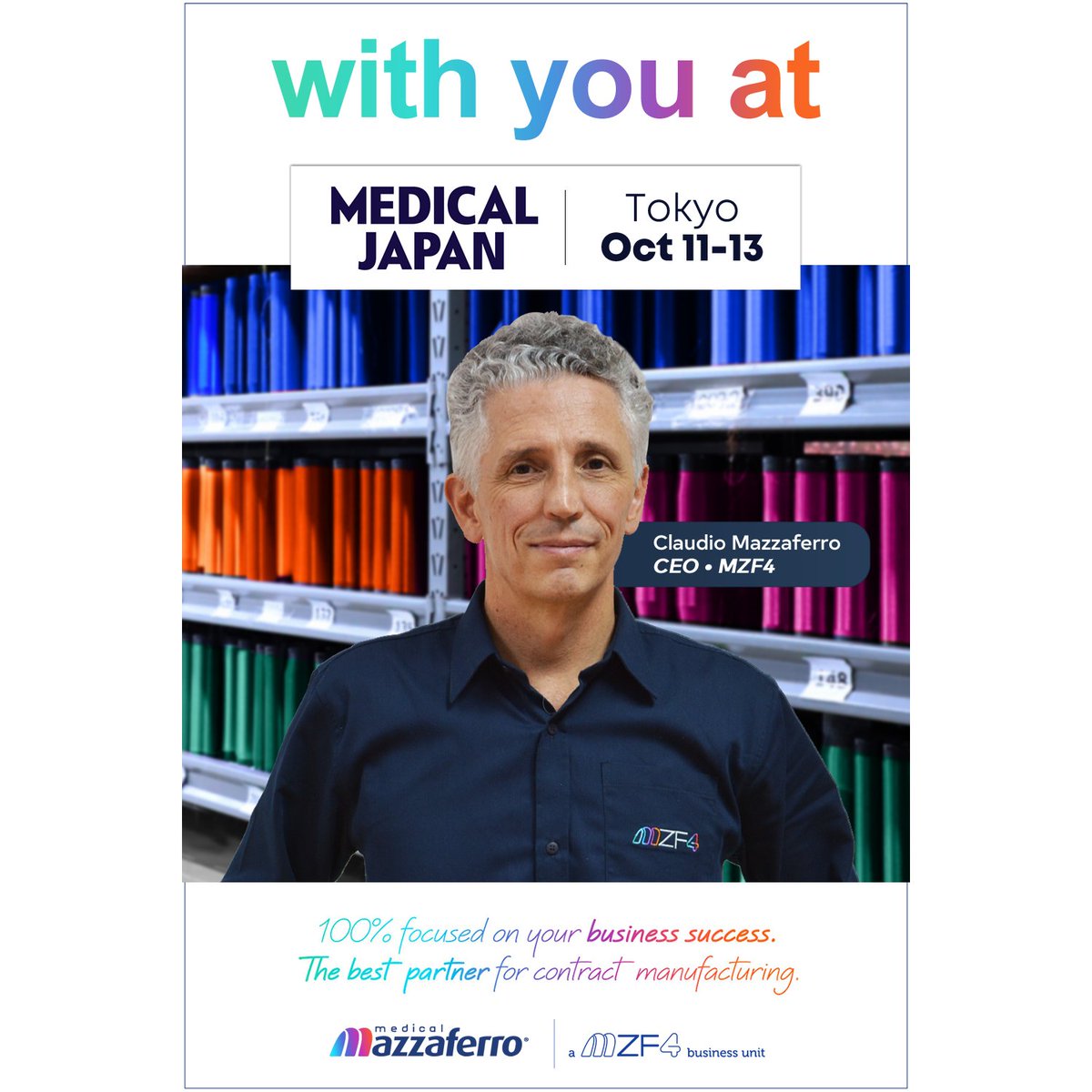 mzf4_group's tweet image. Medical Japan 2023 is coming soon in Tokyo, and Mazzaferro Medical's CEO, Claudio Mazzaferro, will be in attendance.
Info: bit.ly/48EKUYc
Mazzaferro Medical: a MZF4 business unit.
Info: medical-jpn.jp/tokyo/en-gb.ht…
#networking #healthcare #medicaljapan #medicaljapan2023 #mzf4