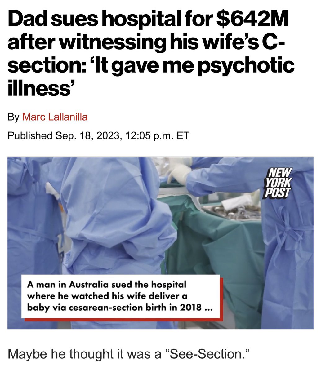 NeatCastPod's tweet image. The article goes on to say he filed this five years later. So the guy was fine getting in those guts, but just not seeing them. Throw this guy away. #csection #lawsuit #neatcast