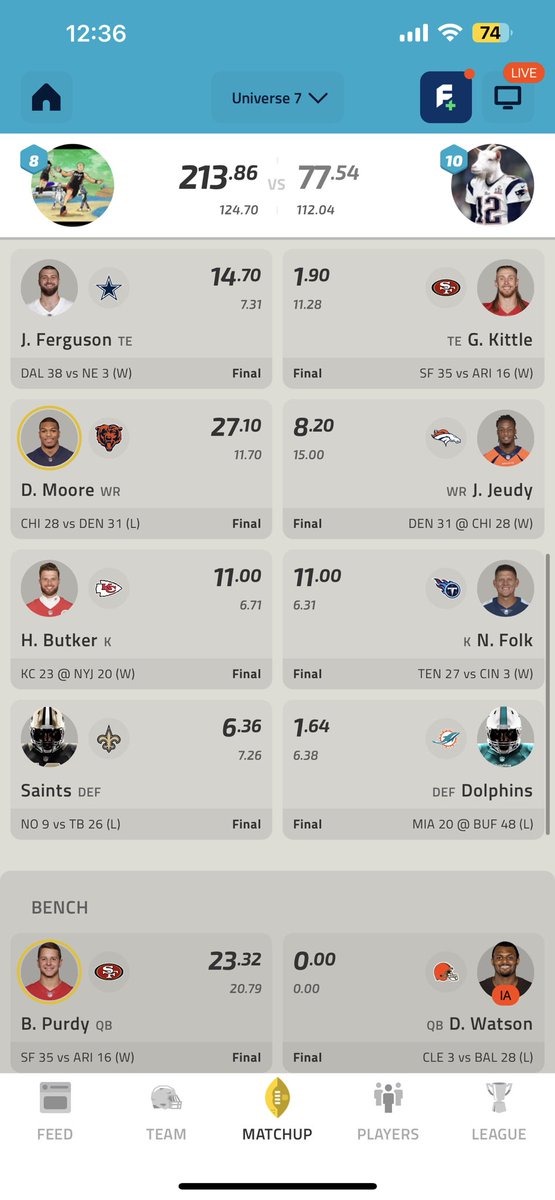 YonkoKYST19's tweet photo. @NFLFantasy I guess I could have started marquise brown over Keenan Allen 🤷🏼‍♂️ https://t.co/V79SsyF5me
