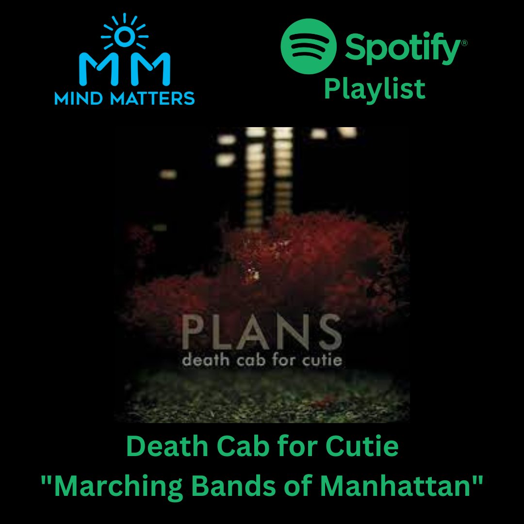 mindmattersllc's tweet photo. It's #MusicMonday! This week's song is  "Marching Bands of Manhattan" from Death Cab for Cutie. It's hard to watch people, especially the little people we love, struggle. 

Mind Matters has a Spotify playlist to start your week. Give us a ❤️ on Spotify. https://t.co/aoyZhRWJRE https://t.co/dQ5UvvNDlP