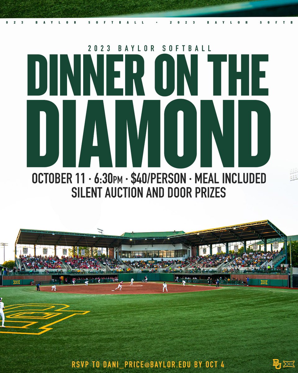 Baylor Softball (@baylorsoftball) on Twitter photo AUCTION ITEMS โผ๏ธ
- 2 Suite Tickets to a Dallas Cowboys Game
- Guided Auodad Hunt
- Riverboat Cruise
- Baylor Softball Experience
RSVP to dani_price@baylor.edu to secure your spot!
#SicEm ๐ป๐ฅ AUCTION ITEMS โผ๏ธ
- 2 Suite Tickets to a Dallas Cowboys Game
- Guided Auodad Hunt
- Riverboat Cruise
- Baylor Softball Experience
RSVP to dani_price@baylor.edu to secure your spot!
#SicEm ๐ป๐ฅ