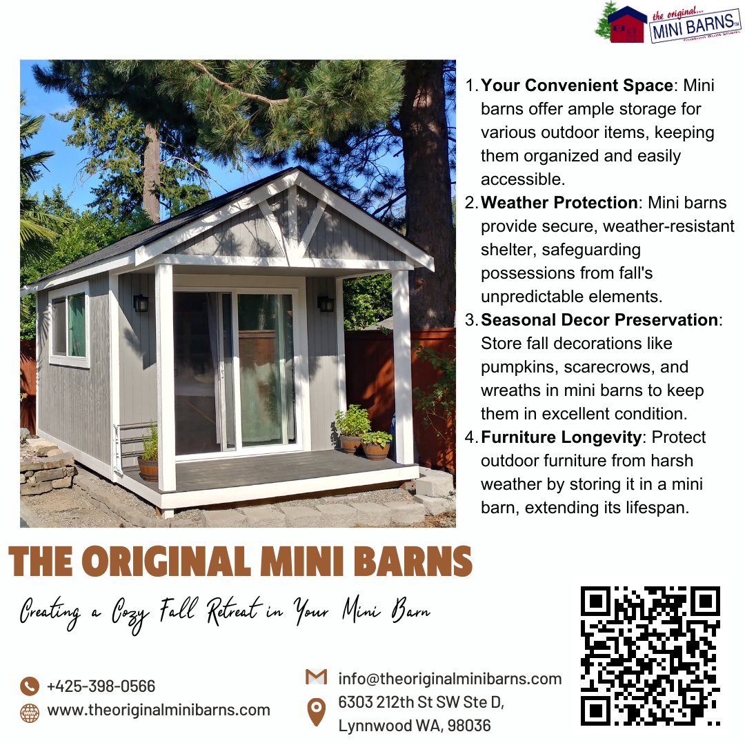 OGminibarns's tweet photo. Benefits of Mini Barns for Fall Storage:

1) Convenient Space
2) Weather Protection
3) Seasonal Decor Preservation
4) Furniture Longevity

#Shed #sheds #shedforlife #theoriginalminiabarns #minibarns #shedhunting #shedcrazy https://t.co/hUq6GnSfH7