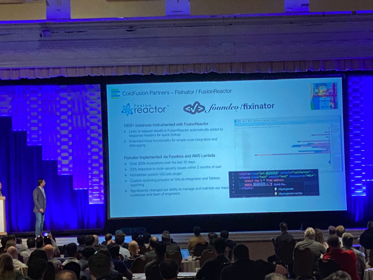 Fusion_Reactor's tweet photo. Thanks for the mention and kind words @Adobe in the Keynote at #CFSUmmit Las Vegas https://t.co/xxlCCTSW4A