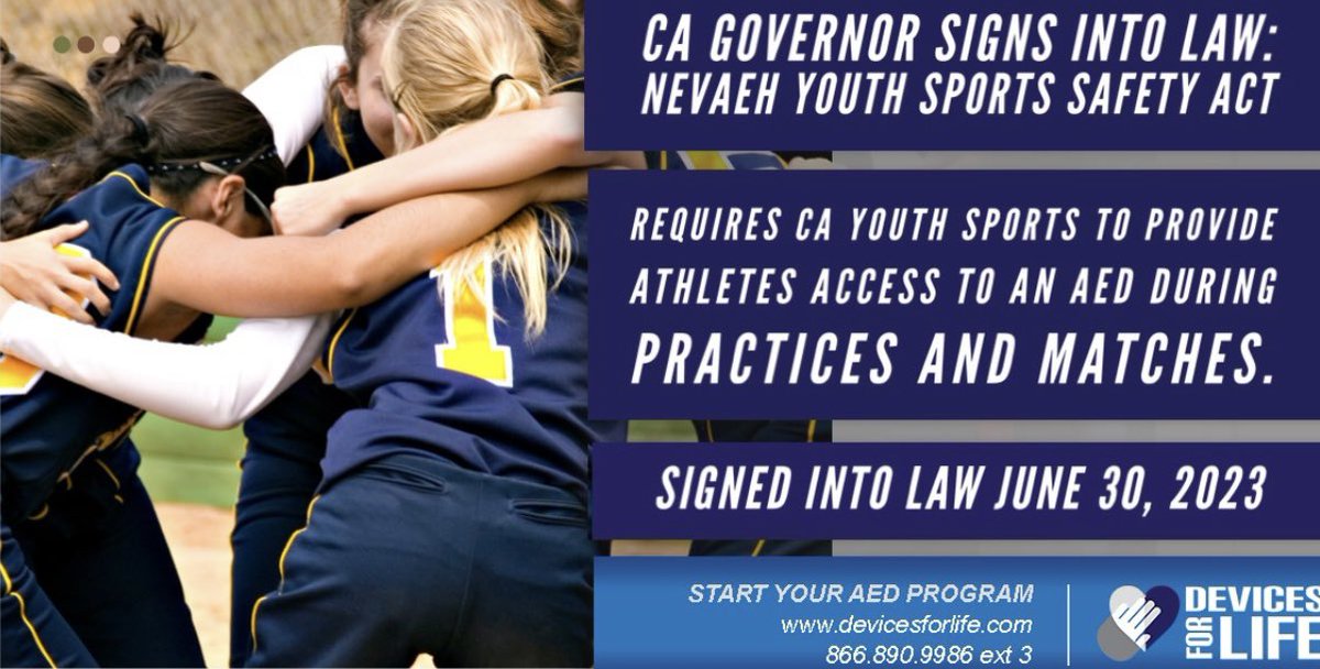 Very thankful for the recent legislation that @GavinNewsom signed into law. This law helps to ensure that all youth sports in #California will have #aeds. #suddencardiacarrest happens. Having these life saving machines can make a #difference. #savinglives #devicesforlife