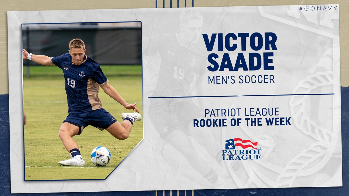 One of the best newcomers in the PL gets his recognition!

Congrats to defender Victor Saade on being named the Patriot League Rookie of the Week.

📰 tinyurl.com/ymzfjp6z

#GoNavy | <a href="/PatriotLeague/">Patriot League</a>