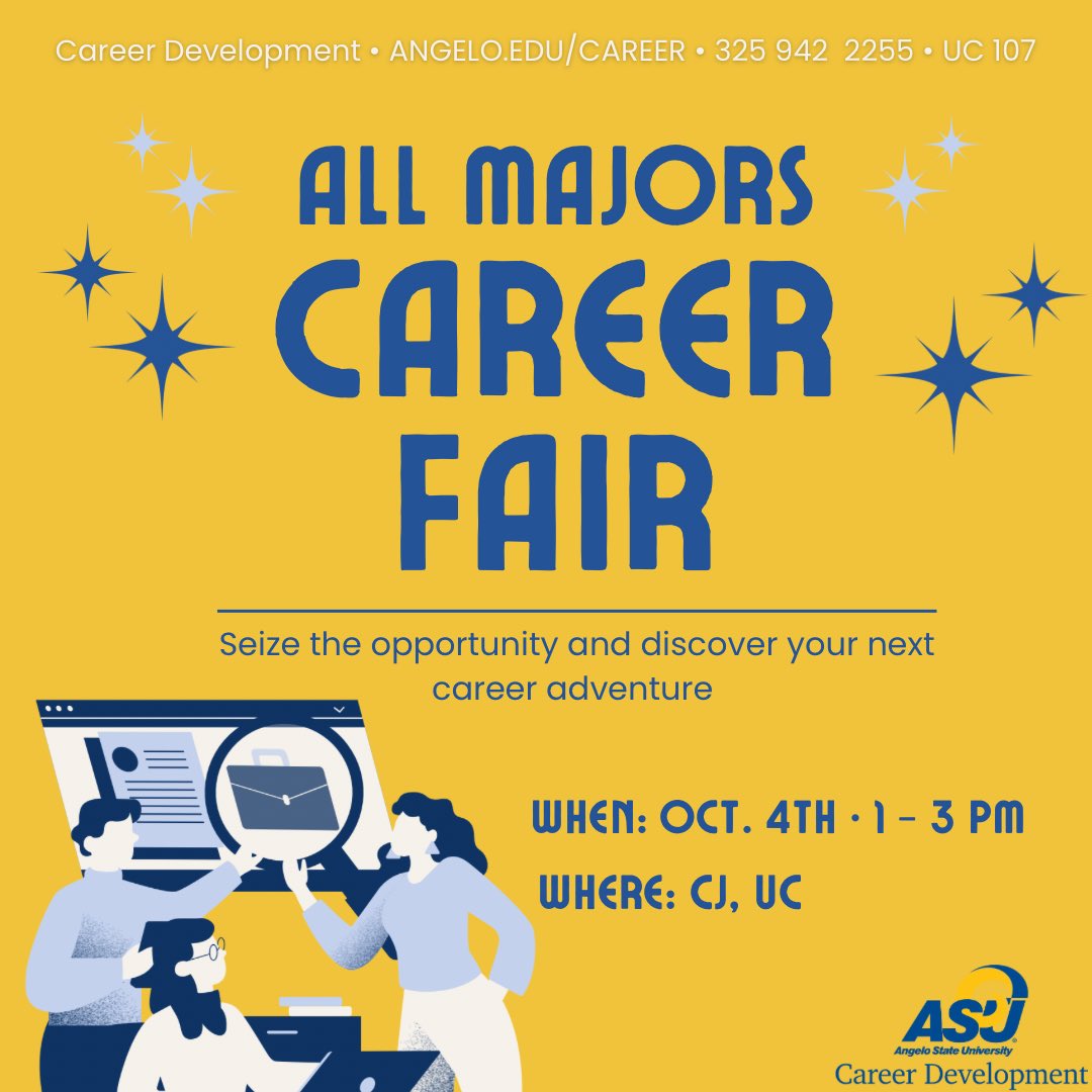 app.joinhandshake.com/career_fairs/4… #ASU #AngeloState #AngeloStateUniversity #RamFam #SanAngelo #SanAngeloTX