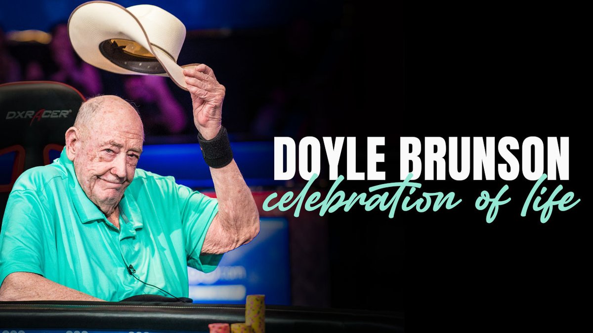 Celebrate Doyle Brunson Day with us as we relive Doyle's Celebration of Life, held at the World Series of Poker this past summer. Tune in at 10:02AM PT! 📺 - Watch Here: bit.ly/DOYLE-CELEBRAT…