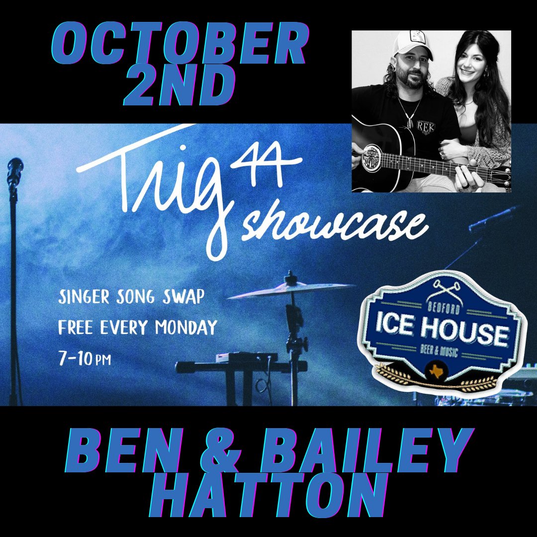 TONIGHT at <a href="/BedfordIceHouse/">Bedford Ice House</a> we start our October Singer Songwriter Showcase off with Ben and Bailey Hatton. They play 7-10pm. You won't want to miss this!

#texastodo #bedford #northtexas #trig44 #texasmusicscene