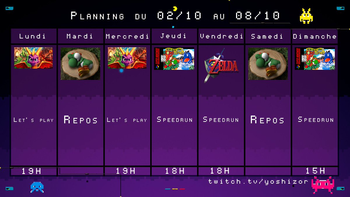 Grosse semaine de stream !! 
Du let's play 
Du speedrun ET SURTOUT 
Samedi à 11h je serai sur la scène de la <a href="/gamefestFR/">Gamefest</a> pour faire du speedrun Zelda !!