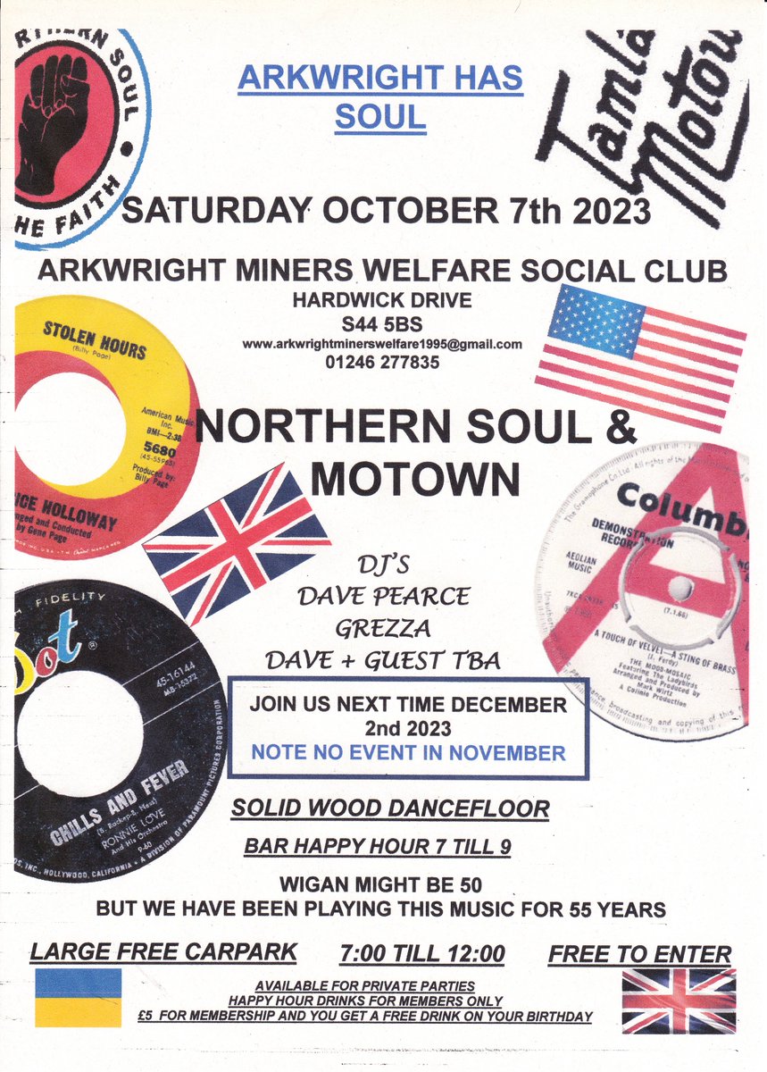 #northernsoulmusic #derbyshire #northernsouldancing #tamlamotowndancing #TamlaMotown #arkwright #whatoninderbyshire #derbynottingham #soulmusic #souldancing #arkwrightminerswelfaresocialclub #entertainmentderbyshire #entertainmentnottingham #chesterfieldevents #arkwright