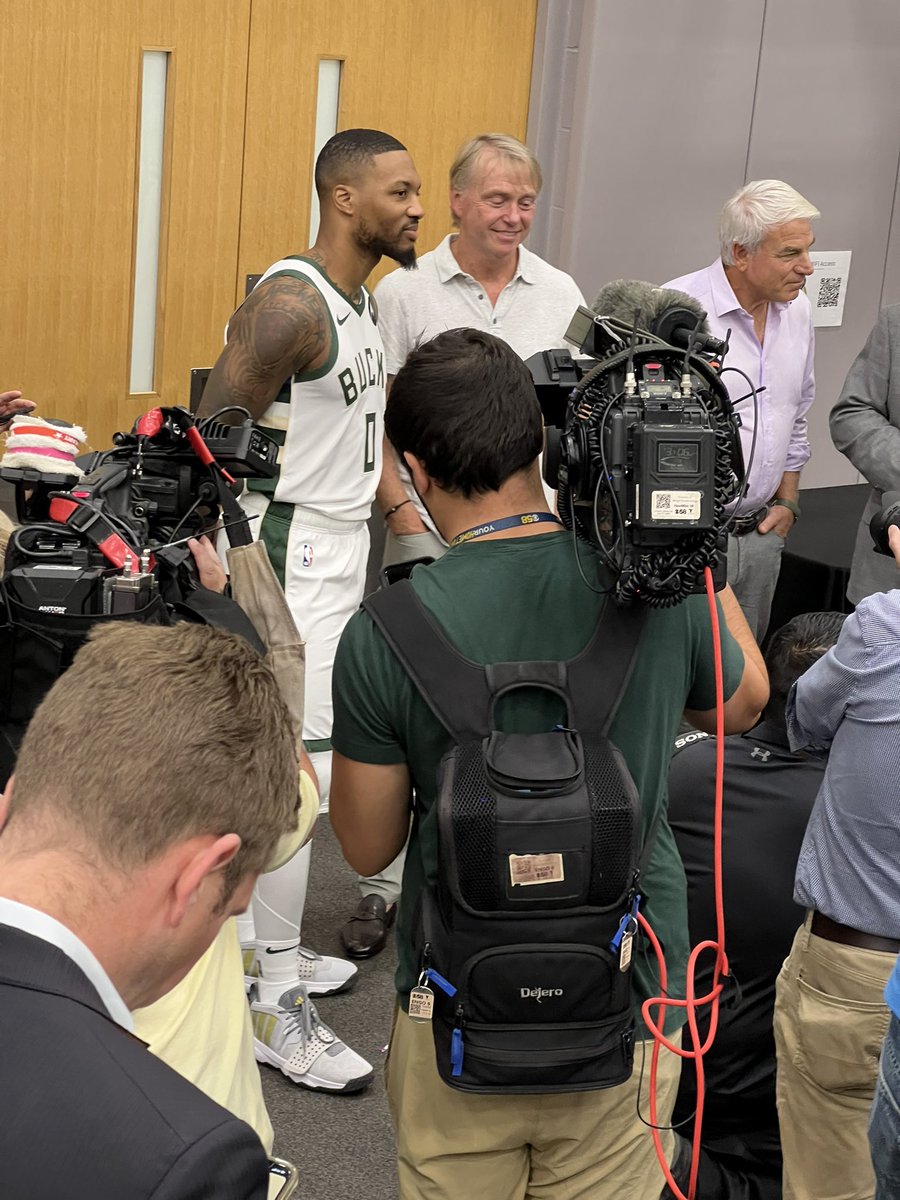 ishoottv's tweet photo. First look at @Dame_Lillard today at @Bucks presser. @patmayo https://t.co/ib4skxhLm0