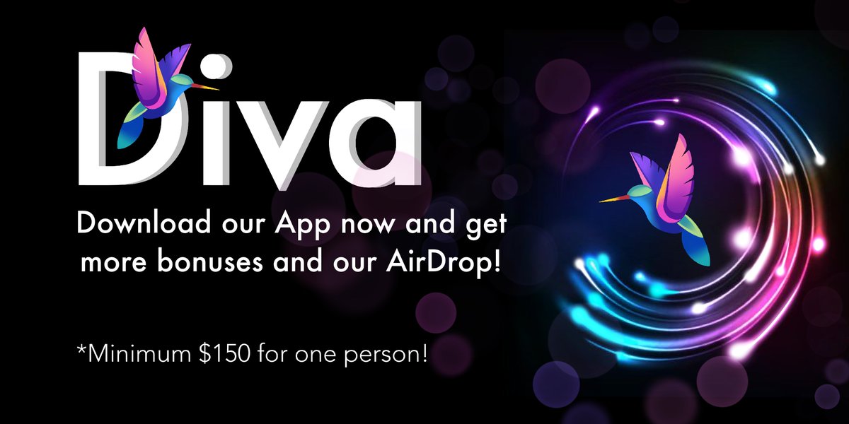 DivaOfficialll's tweet photo. Hello, dear users! We have added a reward in the form of bonuses to AirDrop for testing our App! 

And we want to inform you that a bonus will be added for make verification with Discord on our website!