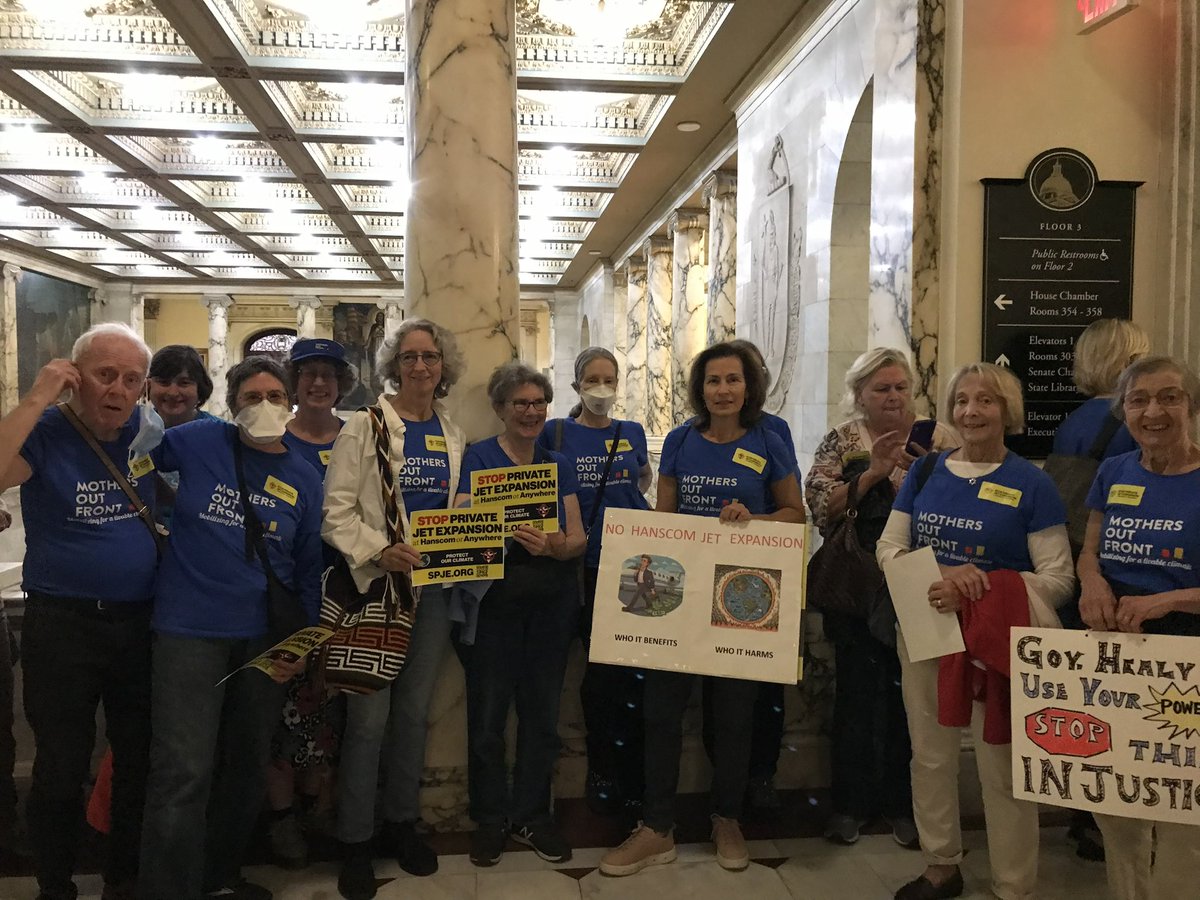 Mothers Out Front are at the State House asking <a href="/MassGovernor/">Governor Maura Healey</a> to say no to private jet expansion!!