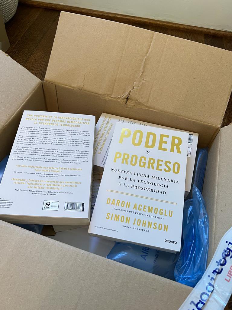 New edition has arrived! The Spanish translation of my book with @DAcemogluMIT, Power and Progress (Poder y Progreso), is available to the world public next Wednesday, October 11, 2023, from @EdicionesDeusto. Get your copy here: planetadelibros.com/libro-poder-y-…