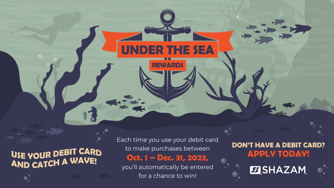 shazamnetwork's tweet image. Catch a wave with our new debit rewards campaign, Under the Sea Rewards! With every purchase you make with your debit card, you're automatically entered into a drawing for prizes. Learn more about our rewards program here: ow.ly/jgfx50PRW7a