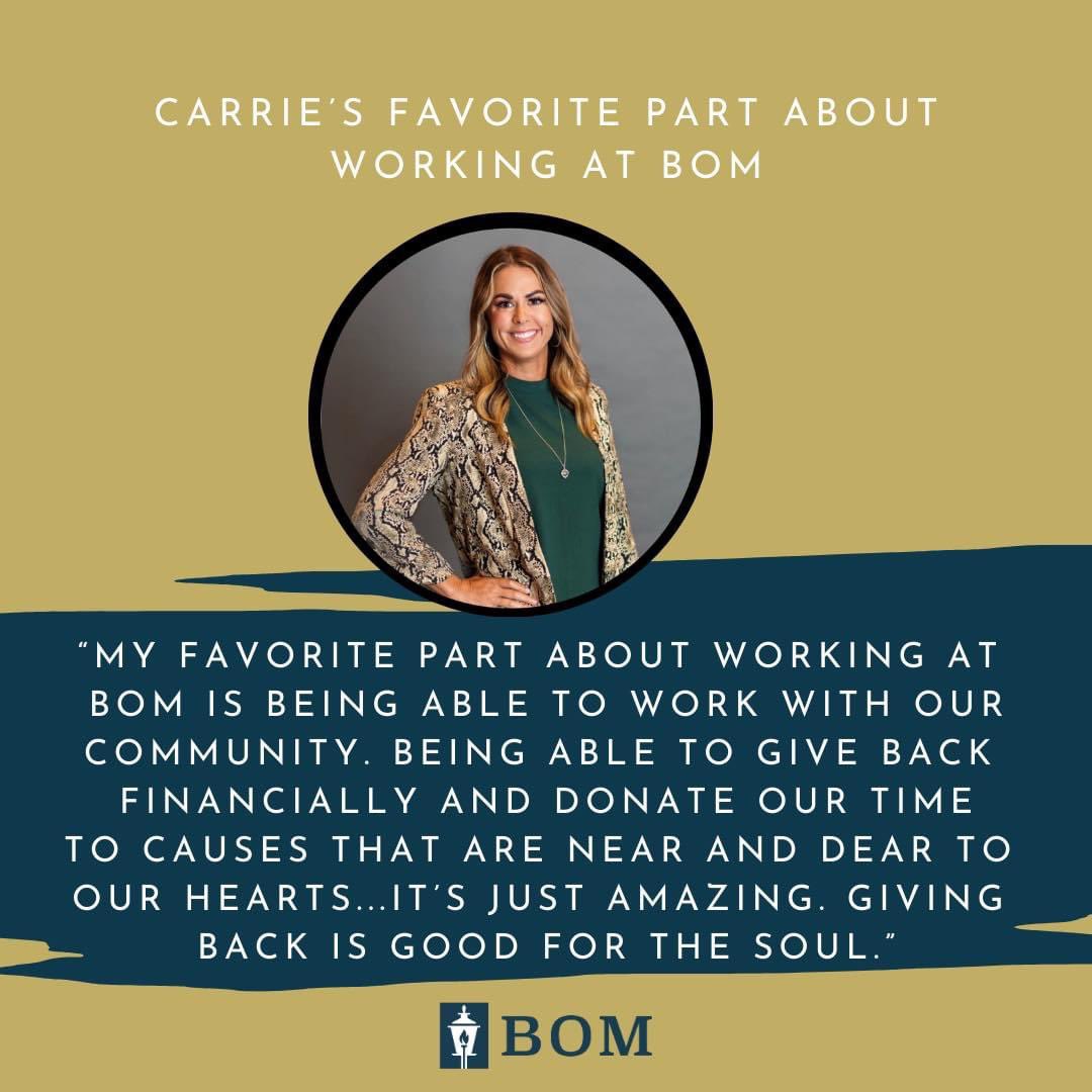 BOM (@bomest1903) on Twitter photo ๐ฆMarketing Monday
.
.
.
BOMโs Senior VP & Marketing Director <a href="/CarrieBeth84/">Carrie Beth Hough</a> makes it her mission to give back daily. She volunteers with St. Maryโs PTO & Foundation and <a href="/NSULA/">Northwestern State University</a>. Carrie has been with BOM over 16 years & loves to see BOM shine & make a difference in the community. ๐ฆMarketing Monday
.
.
.
BOMโs Senior VP & Marketing Director <a href="/CarrieBeth84/">Carrie Beth Hough</a> makes it her mission to give back daily. She volunteers with St. Maryโs PTO & Foundation and <a href="/NSULA/">Northwestern State University</a>. Carrie has been with BOM over 16 years & loves to see BOM shine & make a difference in the community.