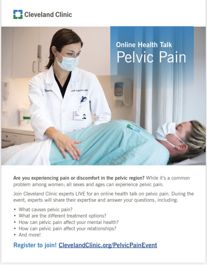 Madison Simons, PsyD (@drmadisonsimons) on Twitter photo Are you experiencing pelvic pain? Join myself, <a href="/lyhoangroberts/">Ly Hoang Roberts</a>, and <a href="/cbpikulaDPT/">Cameron Pikula</a> for this live <a href="/ClevelandClinic/">Cleveland Clinic</a> webinar where we’ll discuss how pelvic pain affects quality of life and what options there are for treatment.
October 11 from 5-6pm
Link to register below! Are you experiencing pelvic pain? Join myself, <a href="/lyhoangroberts/">Ly Hoang Roberts</a>, and <a href="/cbpikulaDPT/">Cameron Pikula</a> for this live <a href="/ClevelandClinic/">Cleveland Clinic</a> webinar where we’ll discuss how pelvic pain affects quality of life and what options there are for treatment.
October 11 from 5-6pm
Link to register below!