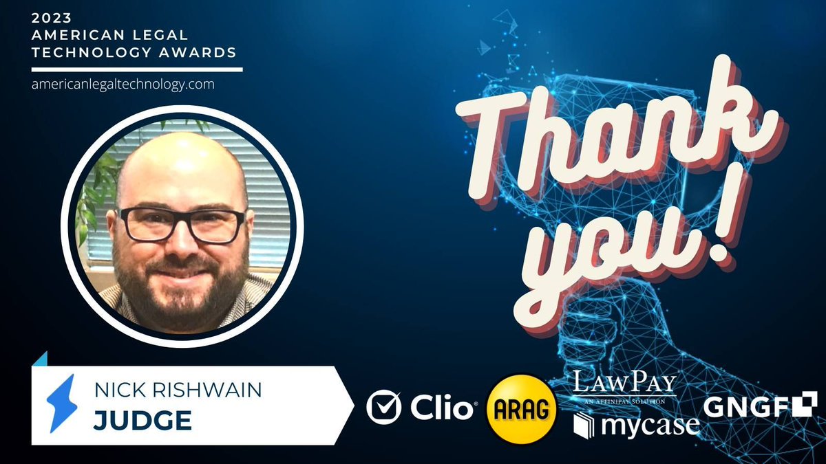 Happy Monday! Today, I'd like to honor American LegalTech Awards judge .@nickjrishwain. Nick is the VP of .@experts_com &amp; the Creator of .@LegalTECHLive (+ more!)
Thanks for all you do! Follow Nick! 🙌