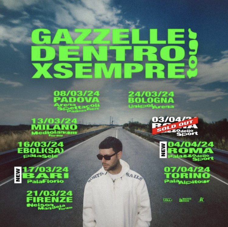 Due muove date si aggiungono al #XSempreTour di #Gazzelle dopo il sold out della prima data di Roma! 
Biglietti disponibili dalle 15:00 di domani 3 ottobre.