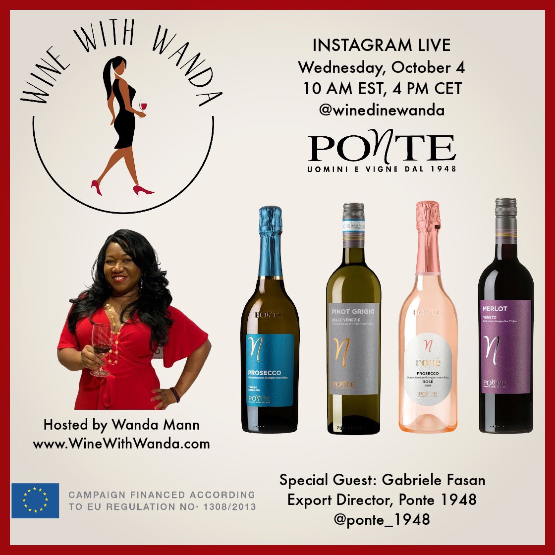 🍷🍾Tune in on Wednesday for my IG Live with Ponte 1948 wines from the Veneto region of Italy. instagram.com/p/Cx5pqBCub-W/…