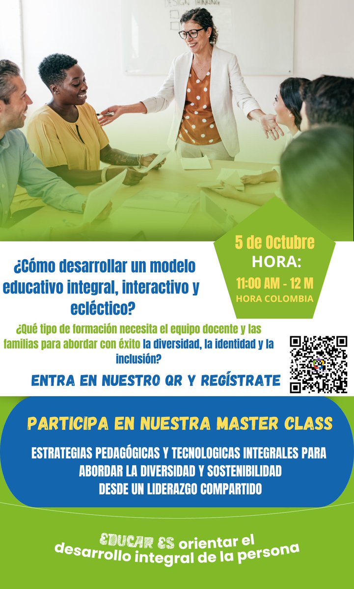 Nuestra Master Class está diseñada para docentes de todos los niveles ¡No importa en qué etapa de tu carrera te encuentres, estamos seguros de que encontrarás información valiosa que podrás aplicar de inmediato en tu aula!¡Regístrate en el link! forms.gle/Xy5jZnE6iDb24t…