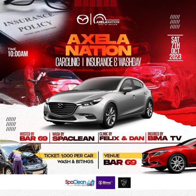 alasirimotors's tweet photo. Car Clinic, Insurance and Carwash day organised by @AxelaNationKE 

Do not miss out 🔥🔥🔥🔥🔥🔥 https://t.co/Ux9Ba8CTAY