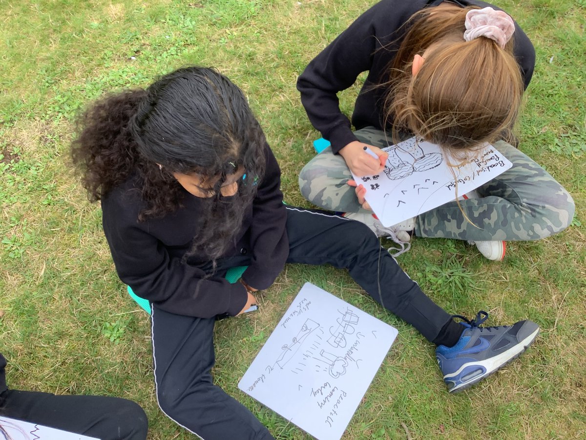 RiversPrimary's tweet photo. Our Sustainability squad working together #collaboratively planning their big change to help improve school grounds. #LearningthroughLandscapes https://t.co/Tg3xy96s7U