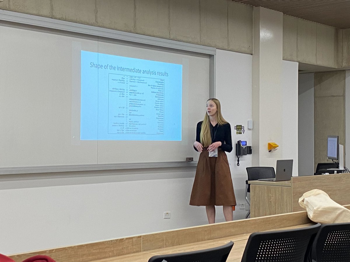 CoenDeRoover's tweet photo. Action shots of @cindy_wauters presenting "Change Pattern Detection for Optimising Incremental Static Analysis" (pre-print https://t.co/3Ulhy4Egdo) at @ieeescam in Bogota. Joint work w/ @jevdplas  @acieroid @CoenDeRoover (@softlab_brussel). https://t.co/jpki62EI7E