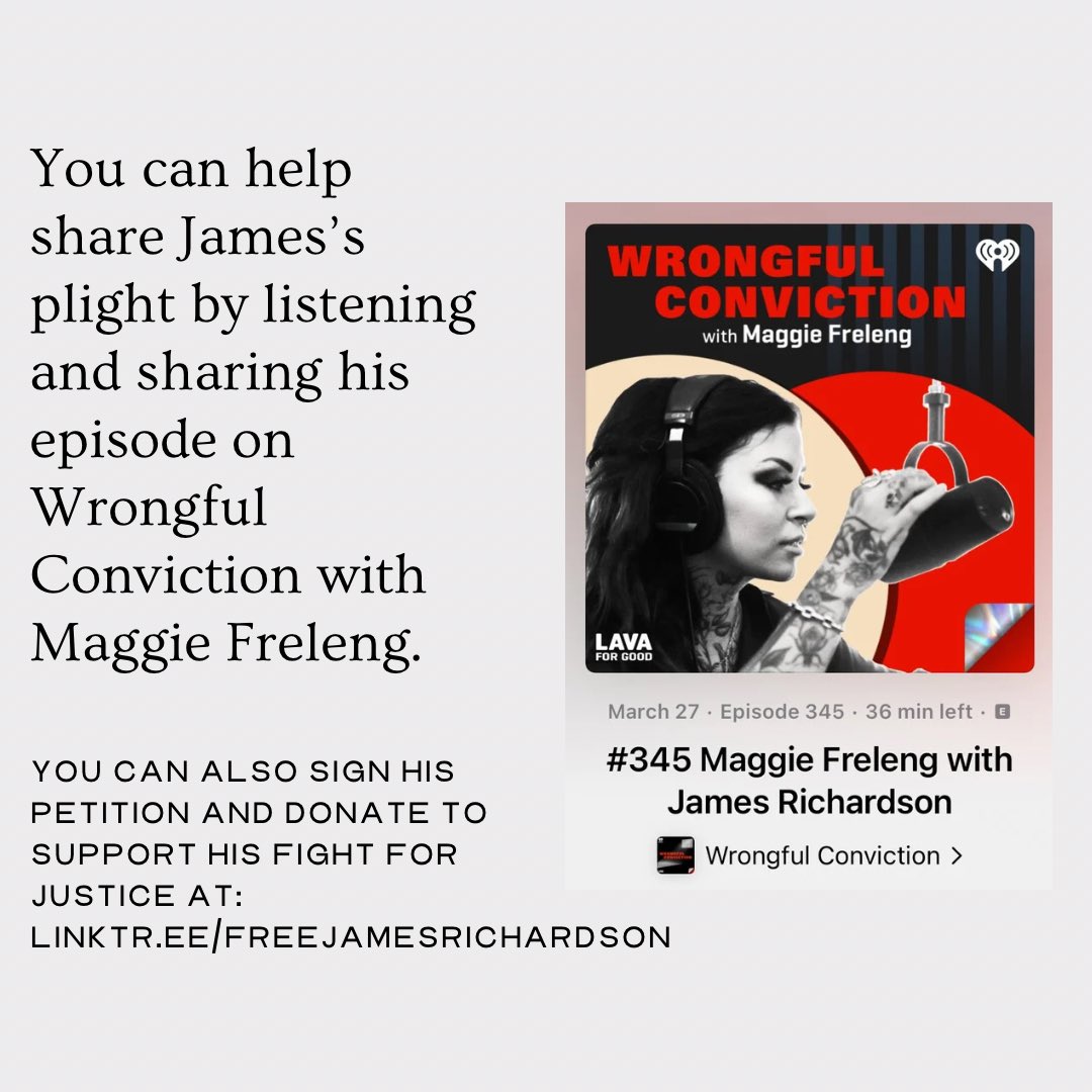 .<a href="/FreeJamesNC/">Free James Richardson</a> has spent 14 years in prison for crimes he didn’t commit. James believes he’ll come home one day. Please support his fight for justice. <a href="/Lis5718/">Lisa Spees</a> #WrongfulConvictionDay linktr.ee/freejamesricha…