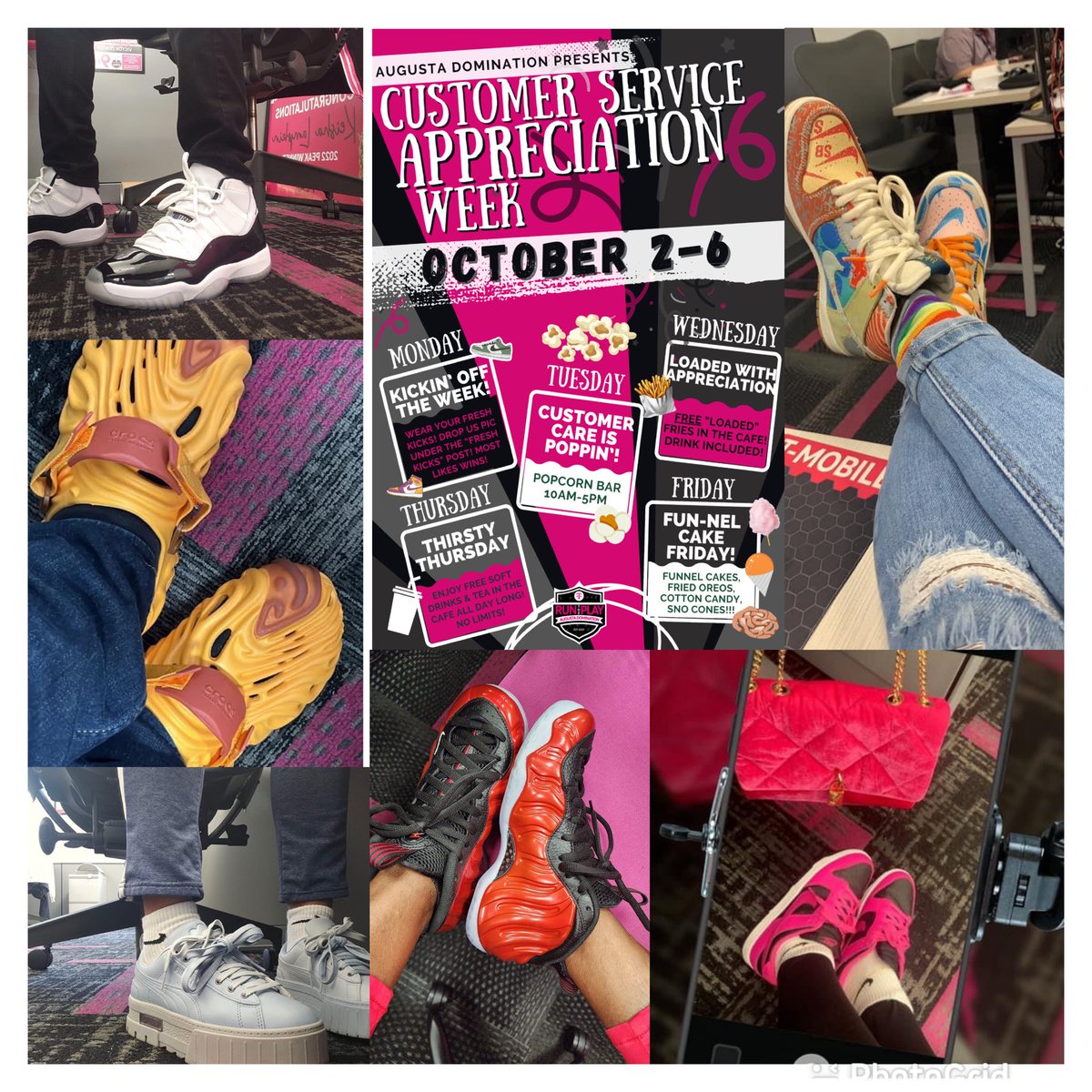 Happy Customer Service Appreciation Week!!!! This week is FULL with APPRECIATION, RECOGNITION, and LOVE for our frontline teams!! THANK YOU for all you do!!

Augusta KICKED off the week in our FRESHEST KICKS!! 💗

<a href="/RodariAndre/">Andre Walker</a> <a href="/deneisharocksRE/">Deneisha Roberts</a> <a href="/m_wan4life/">Wanny Manasse</a> <a href="/csandoval111/">Christie Sandoval</a>